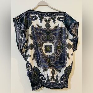 Heart Soul Paisley, Cap Sleeve, Smocked Waist Top
